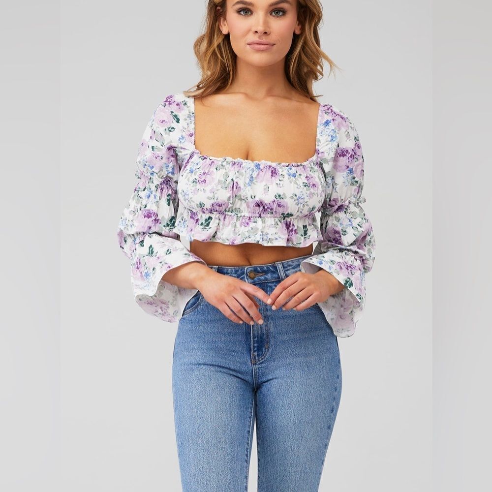 Rays For Days Women's Tanya Cropped Floral Top Size Medium